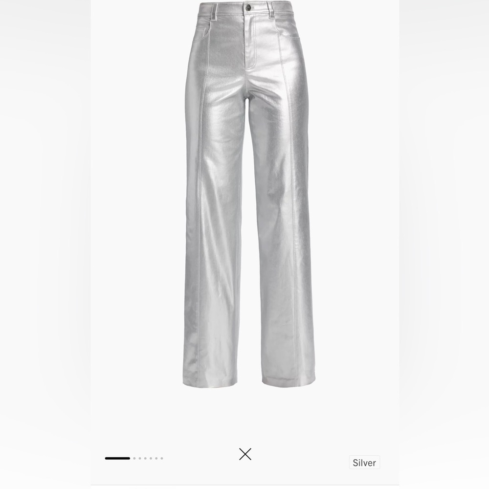 Cinq à Sept Women's Foiled Francine Pants, Silver, 0, Like New - Picture 3 of 6